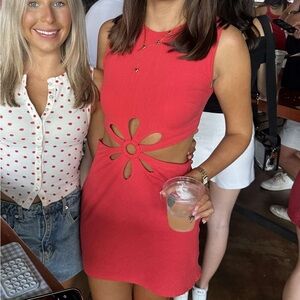 Petal & Pup Red Floral Cutout Mini Dress